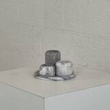 Set of marble candle holders with base