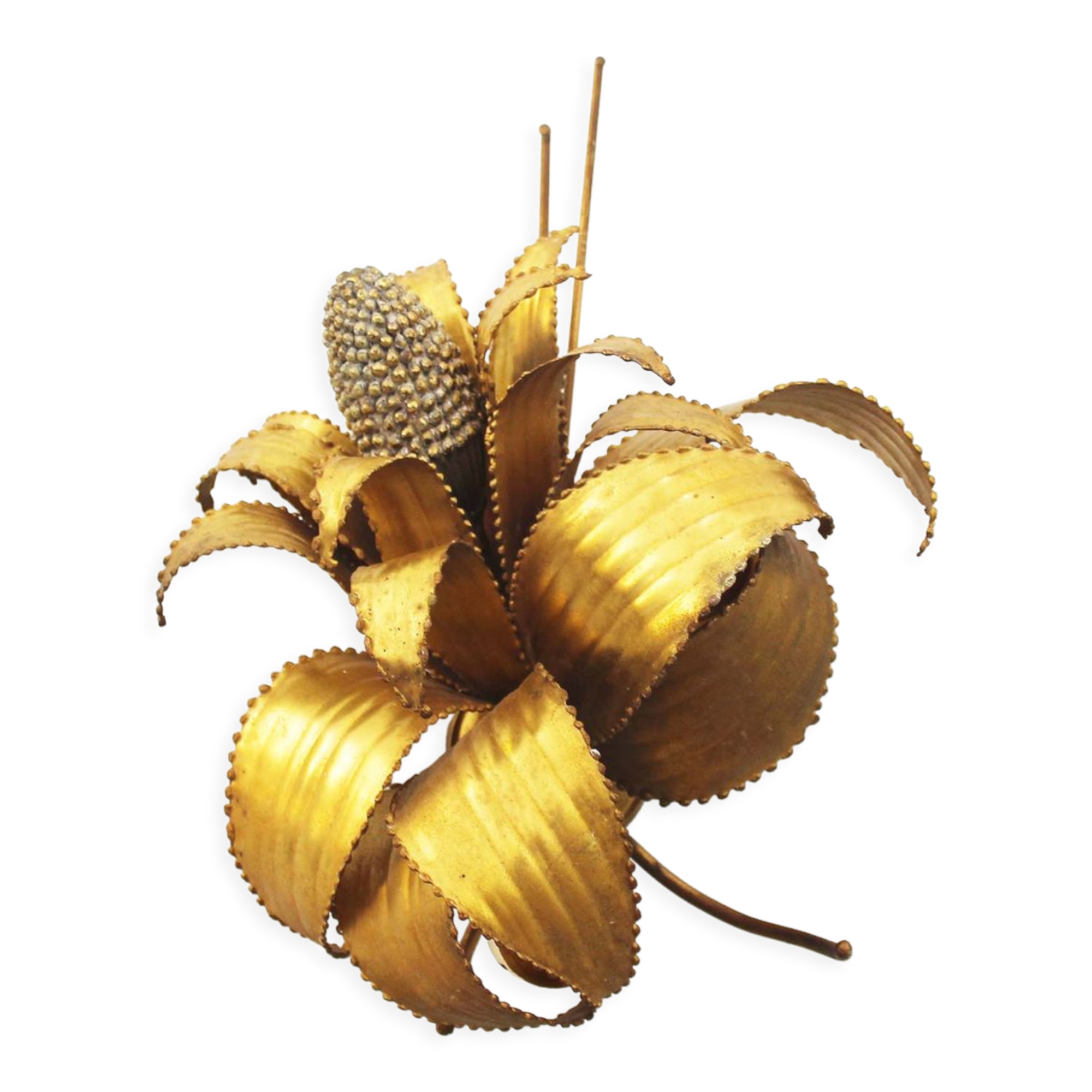 Brass torch cut 'corn cob' wall lamp