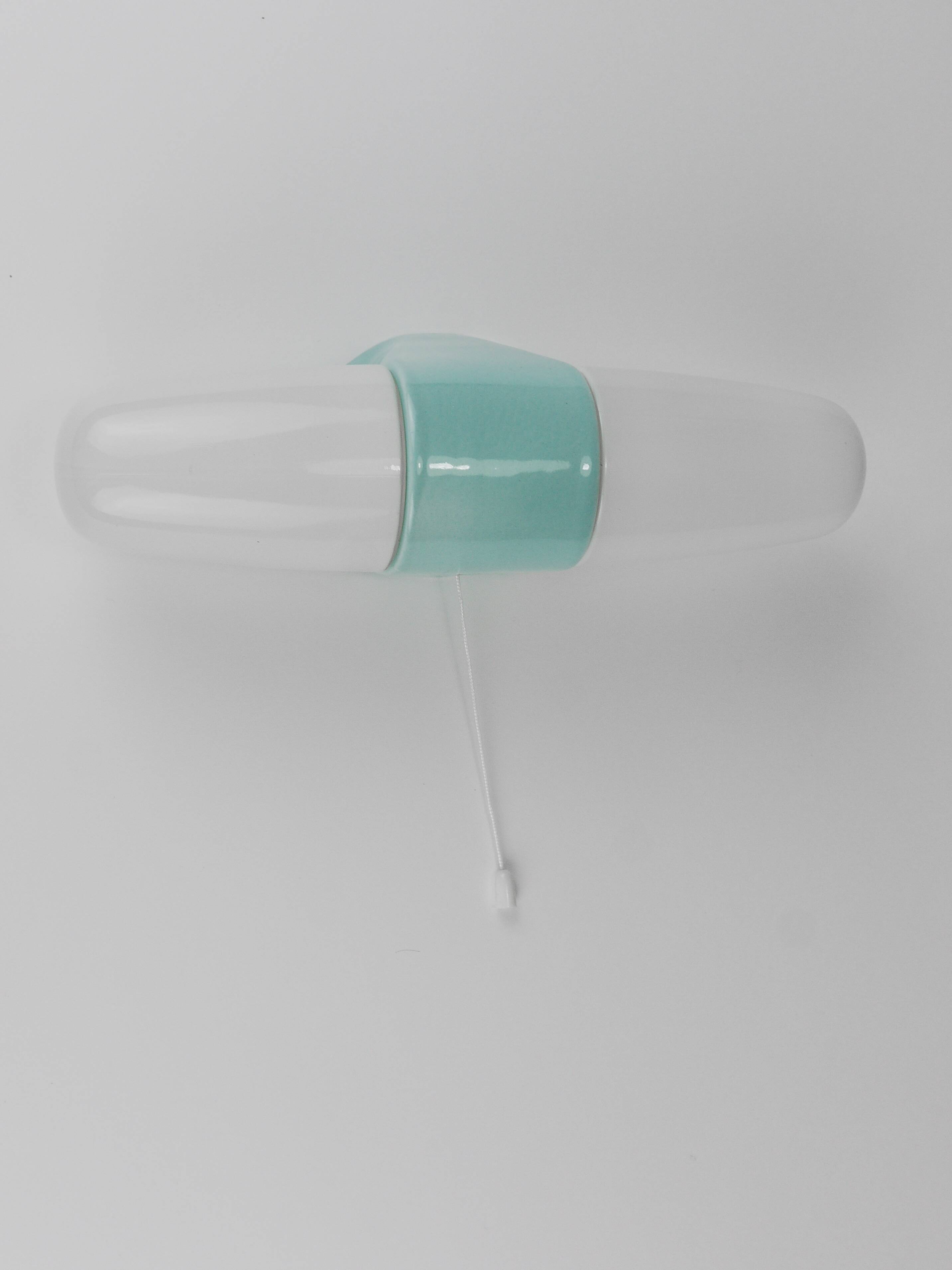 Wilhelm Wagenfeld Bauhaus Turquoise Double Sconce Wall Light, Germany, 1950