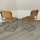 Pair chairs B32 Cesca skaï by Marcel Breuer vintage 1960