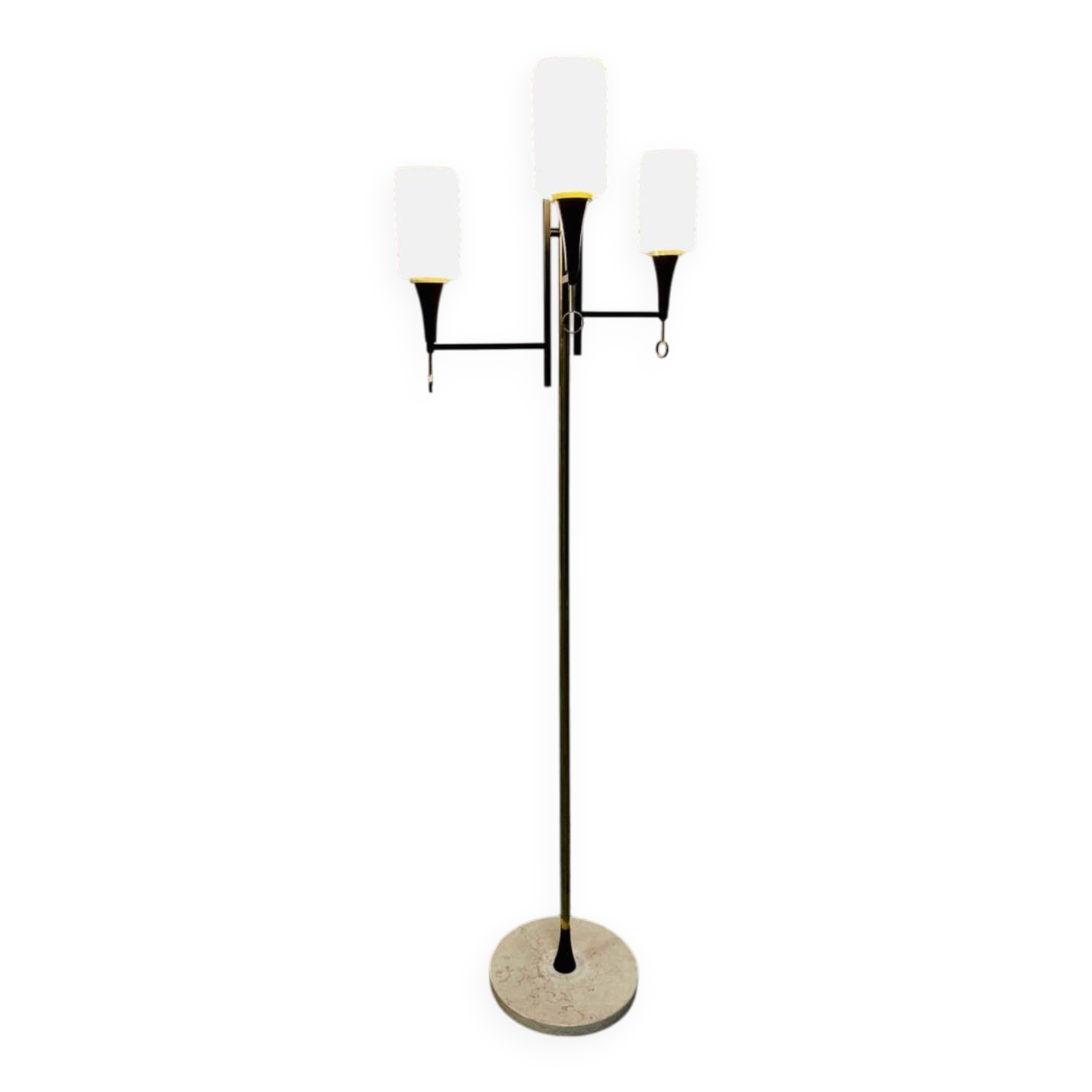 Lampada da terra vintage in vetro opalino, anni '60