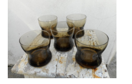 Carafe and five vintage glasses