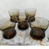Carafe and five vintage glasses