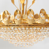 Lustre Hollywood Regency style en laiton et cristal de Palwa