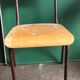 Set of six rounded back metal and wood school chairs