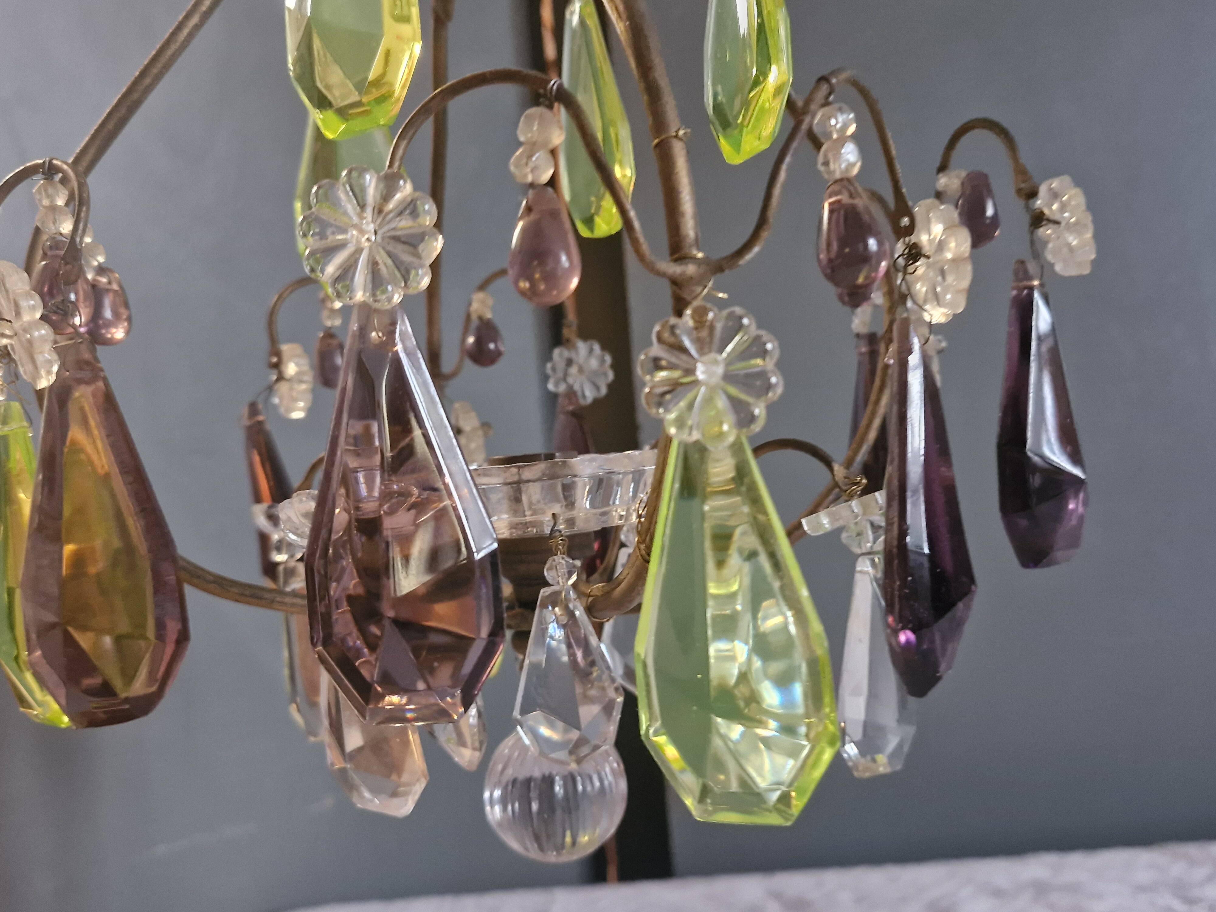 Small crystal boudoir chandelier - 1 light Bobeche signed Baccarat Epoque