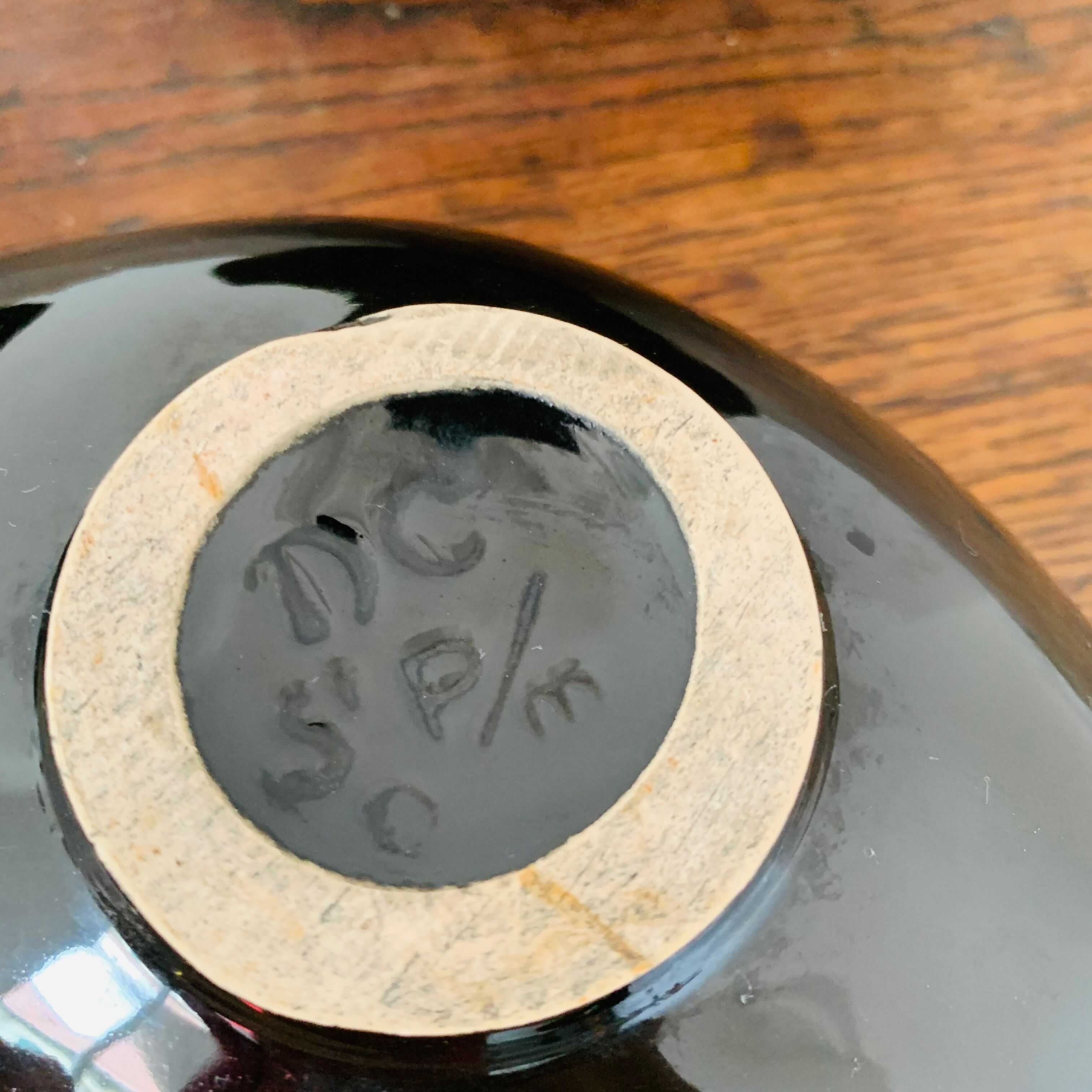 Set of 3 vintage bowls, yellow and black