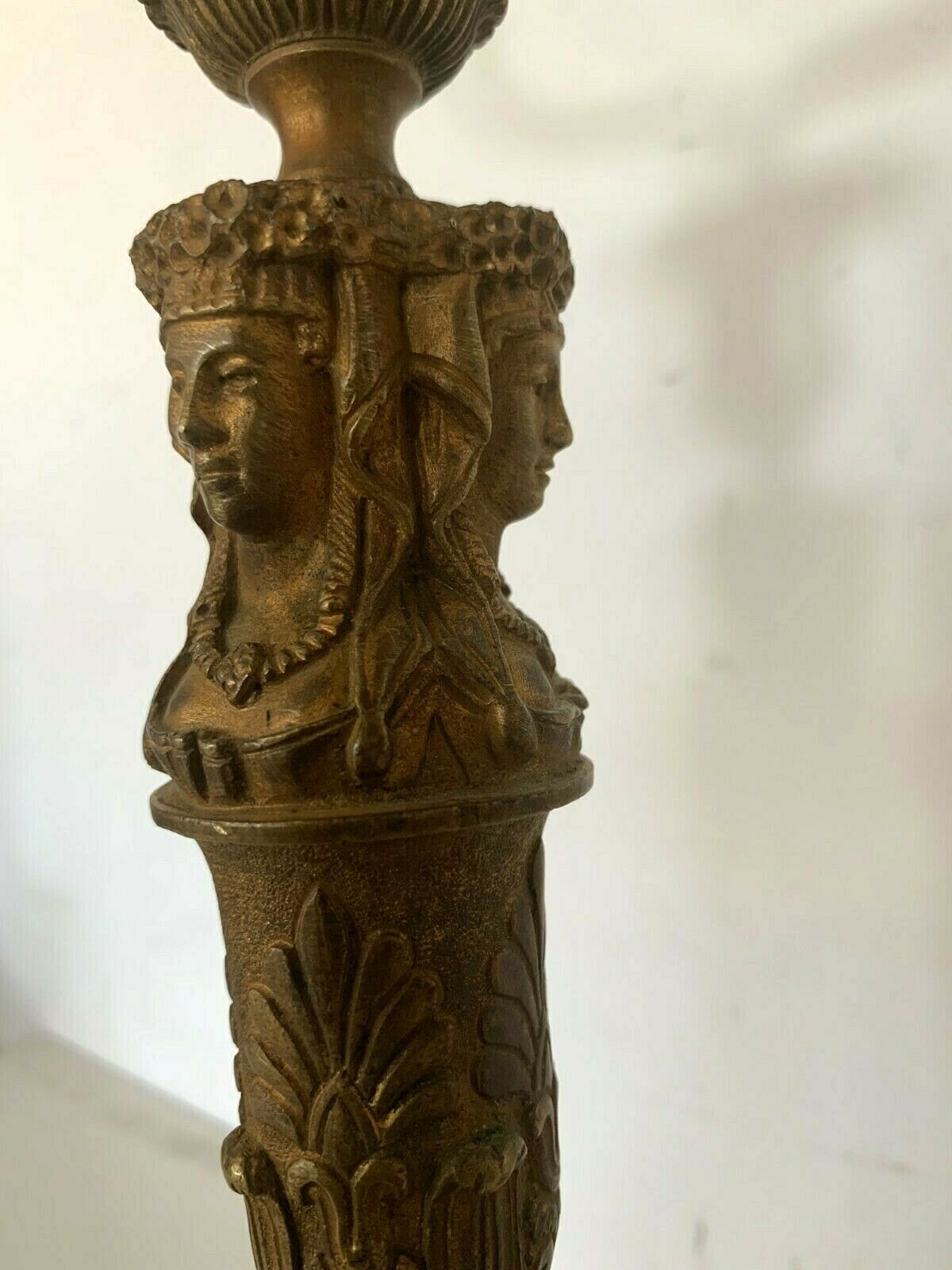 Louis XVI style lamp foot in chise bronze Caryatid decoration XX century