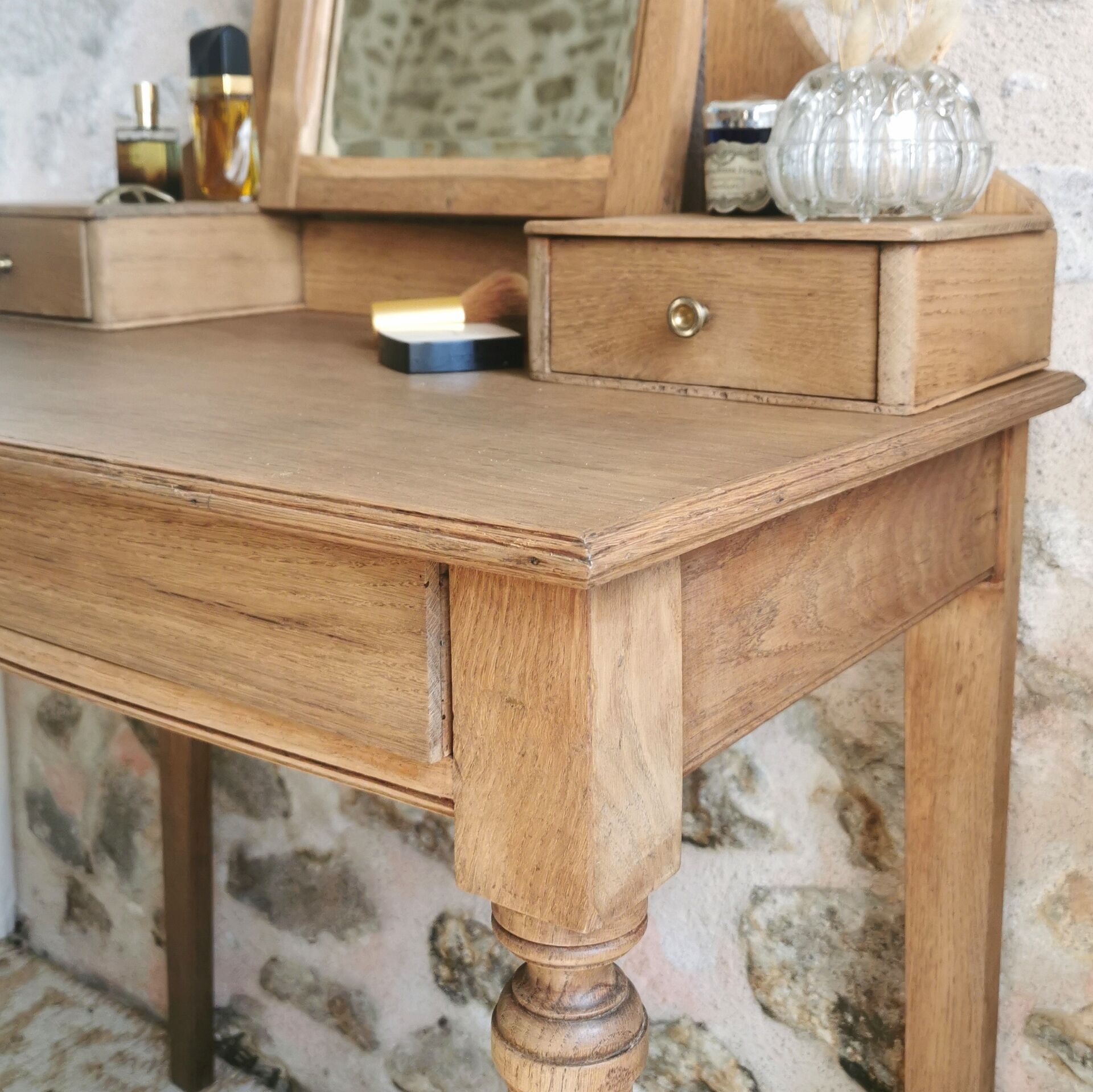 Coiffeuse Vintage en bois, entièrement restaurée