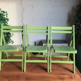 3 wooden folding chairs