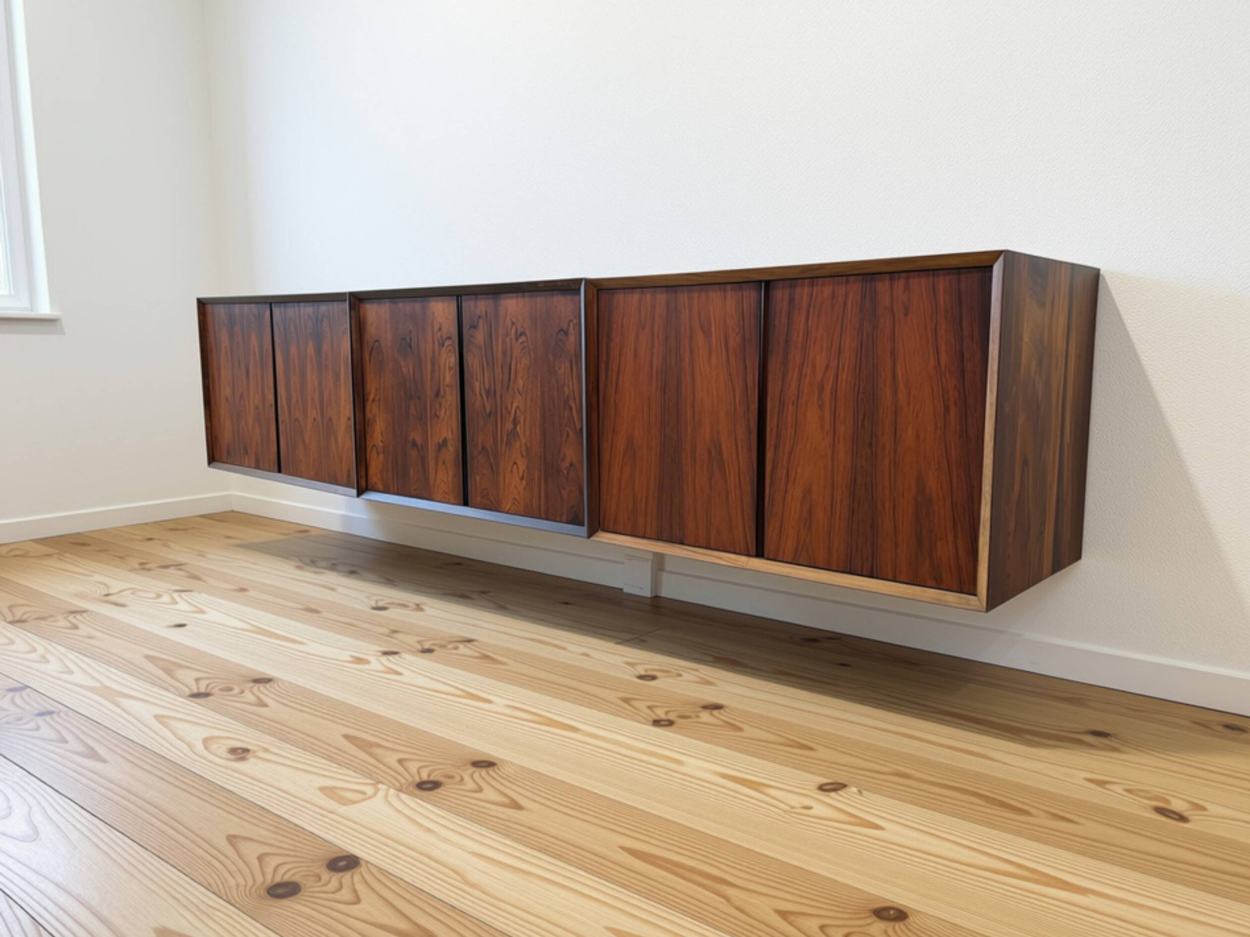 Poul Cadovius Floating Wall Mounted Rosewood Sideboard By CADO, 1960s.