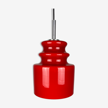 Red glass pendant light by Peill and Putzler 1960
