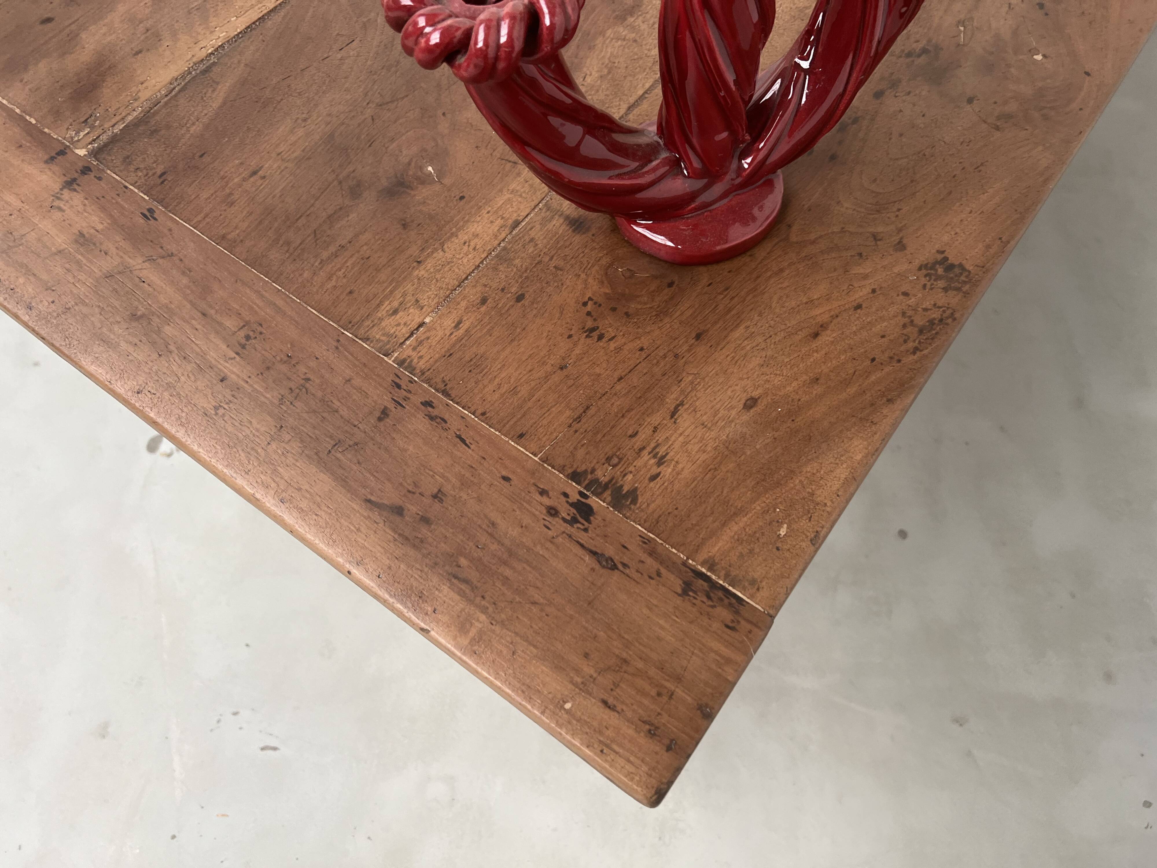 Solid walnut farmhouse table with spindle legs