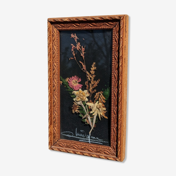 Vintage Cana of dried flowers with Edelweiss
