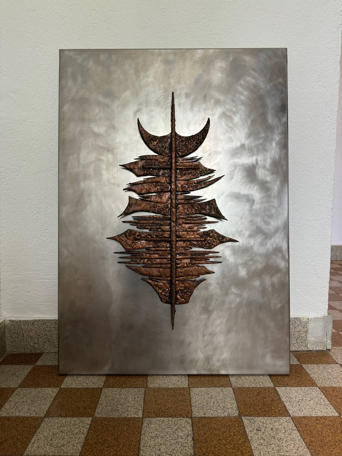 Brutalist bronze sculpture painting from the 70s