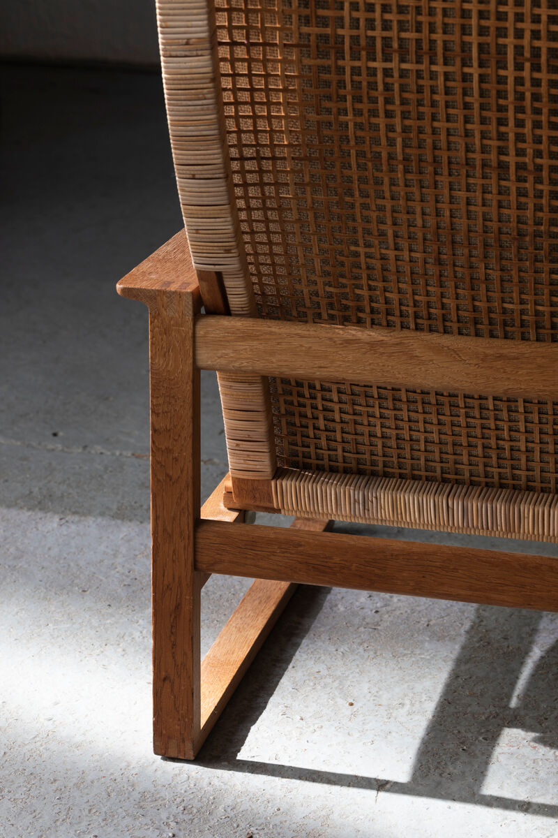 Set of 2 lounge chairs and one footrest by Borge Mogensen for Fredericia Denmark 1960’s