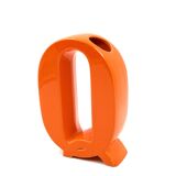Space age orange Q letter shaped ceramic vase, Marcel Radureau France 1970
