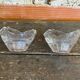Paire de bougeoirs ancien design verre moulé forme pétale vintage #d829