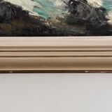 Oil on cardboard depicting the swell by Cavver, 20th century, cerused frame