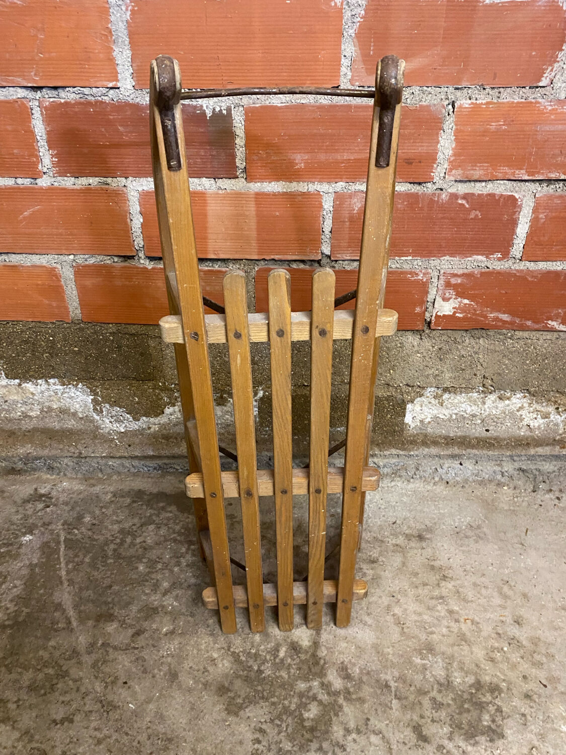 Vintage Davos wooden & metal sled for winter sports