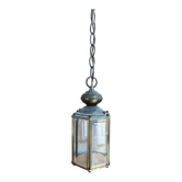 Suspension Ancienne Lanterne De Vestibule Laiton + Verre Biseauté Vint