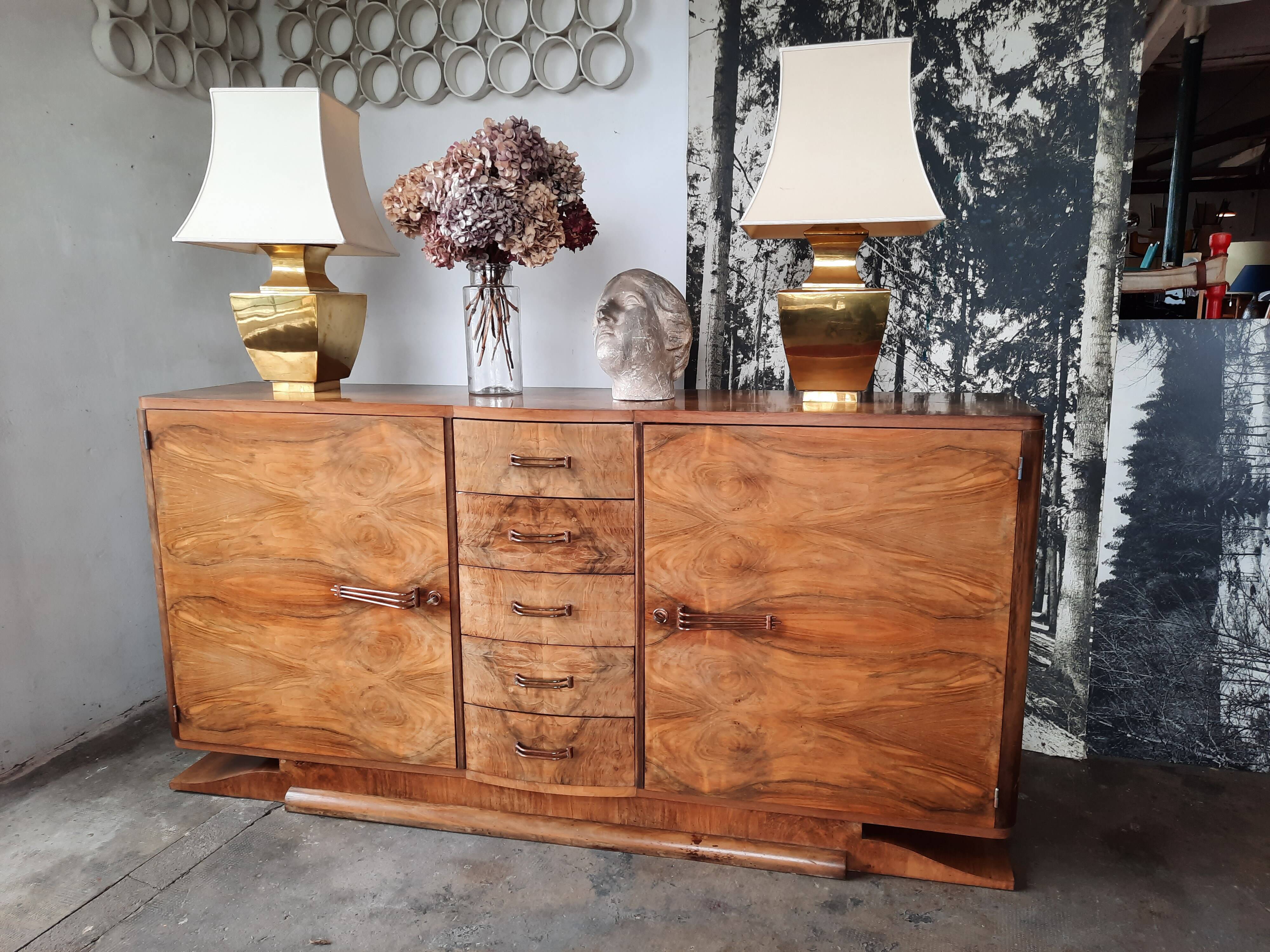 Art deco walnut sideboard