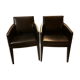 2 Potocco black leather armchairs, Italy