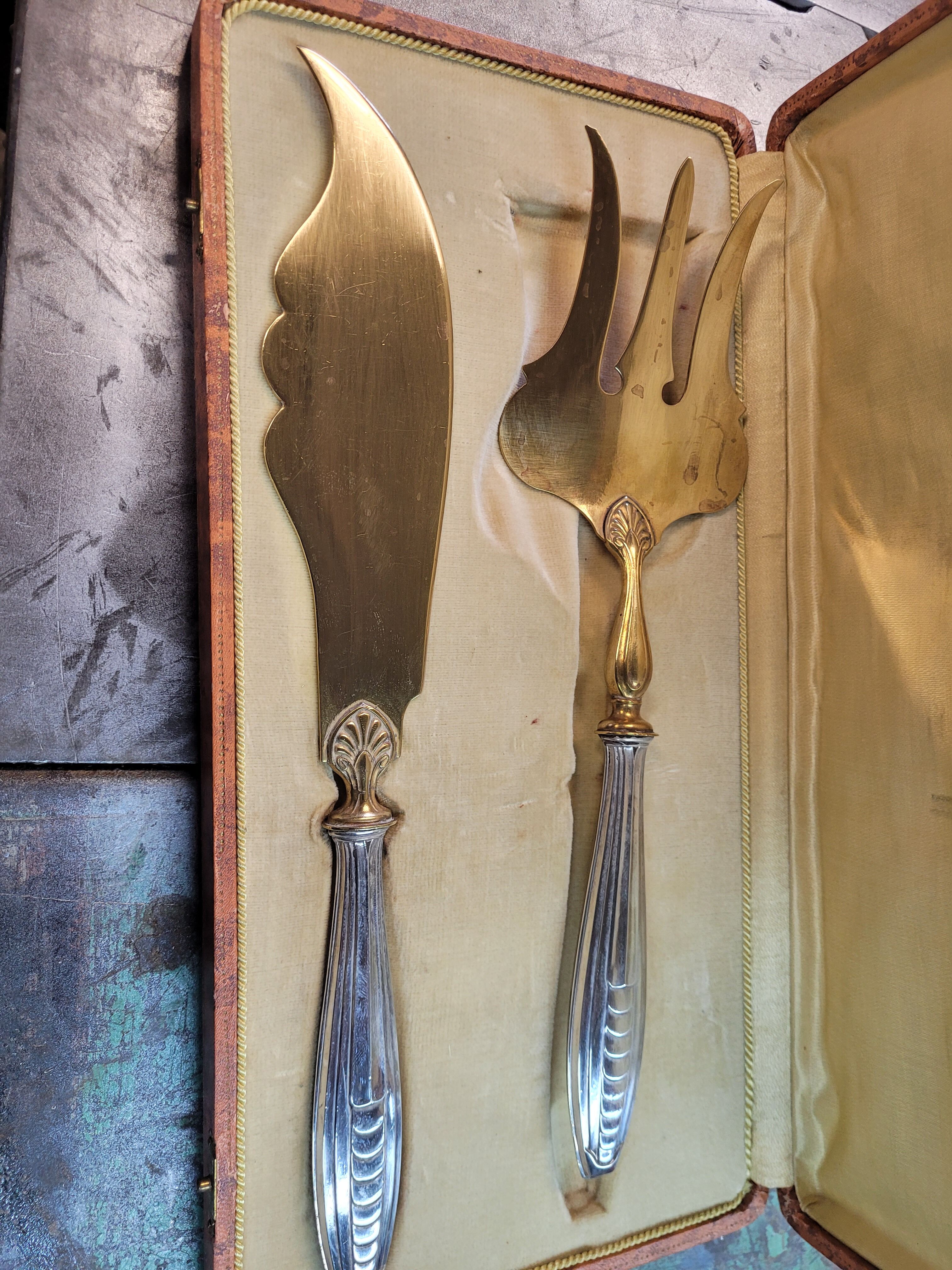 Art deco dessert service in stuffed silver