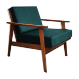 Fauteuil style scandinave en velours vert forêt