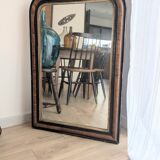 Louis-Philippe style mirror in black and gold flame wood - 96 x 66 cm