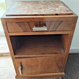 Vintage Wooden Nightstand with Marble Top