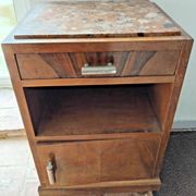 Vintage Wooden Nightstand with Marble Top