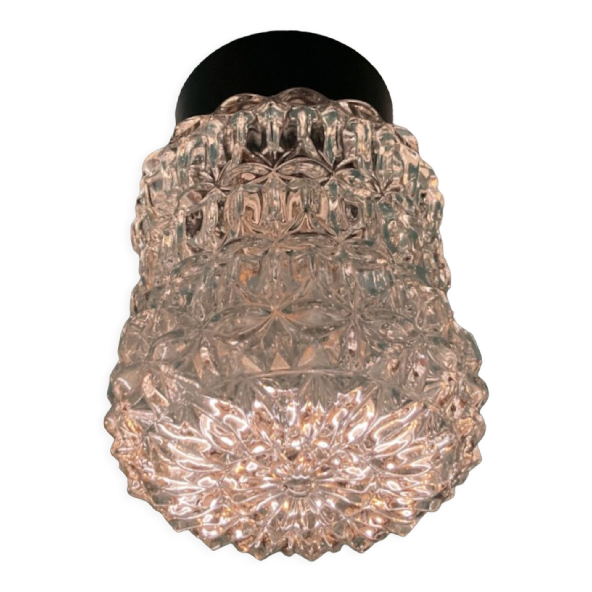 Glass globe wall lamp or ceiling lamp vintage diameter 12 cm and base in bakelite old design