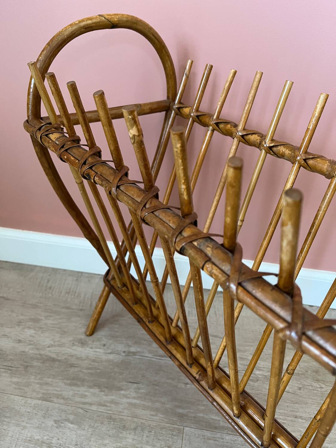 Rattan wicker magazine rack