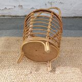 4 armchairs and a coffee table made of rattan and bamboo wood, vintage.