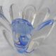 Orrefors Mayflower - Vase 8 Pétales De Cristal Reflets Bleus Vintage