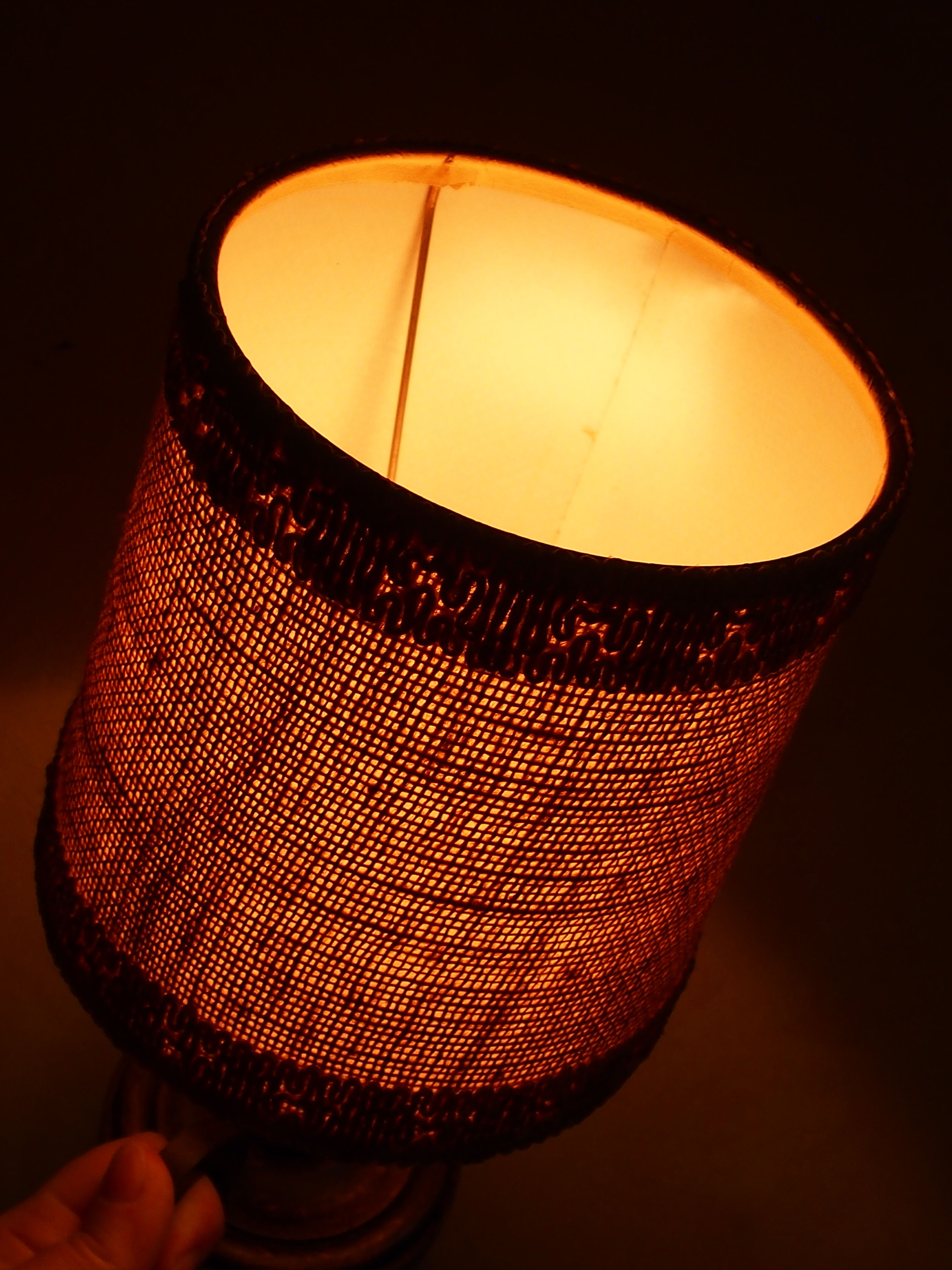 Vintage turned wooden candle holder lamp
