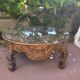 Large vintage Moroccan table – hand-carved solid wood – 1983