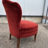 pair of red velvet toad armchairs