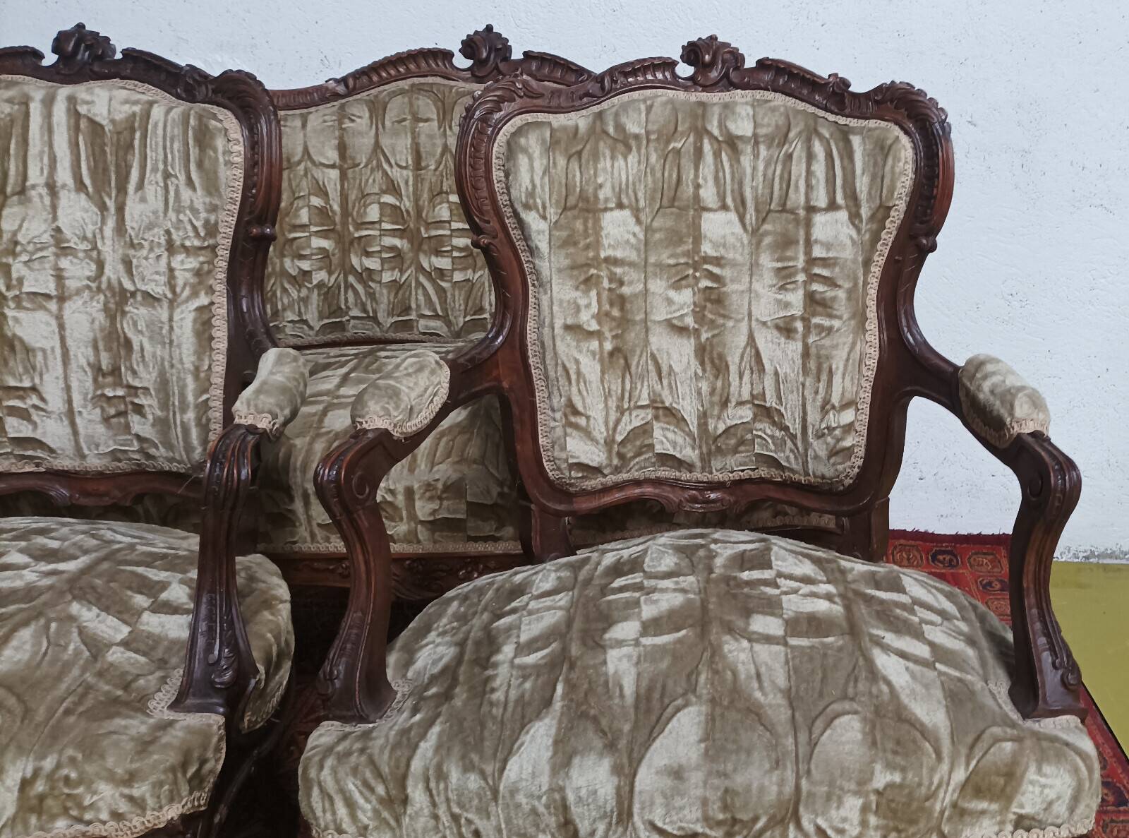 Rococo salon set in walnut, 19th century