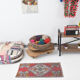 Coral red vintage rug 91x45cm