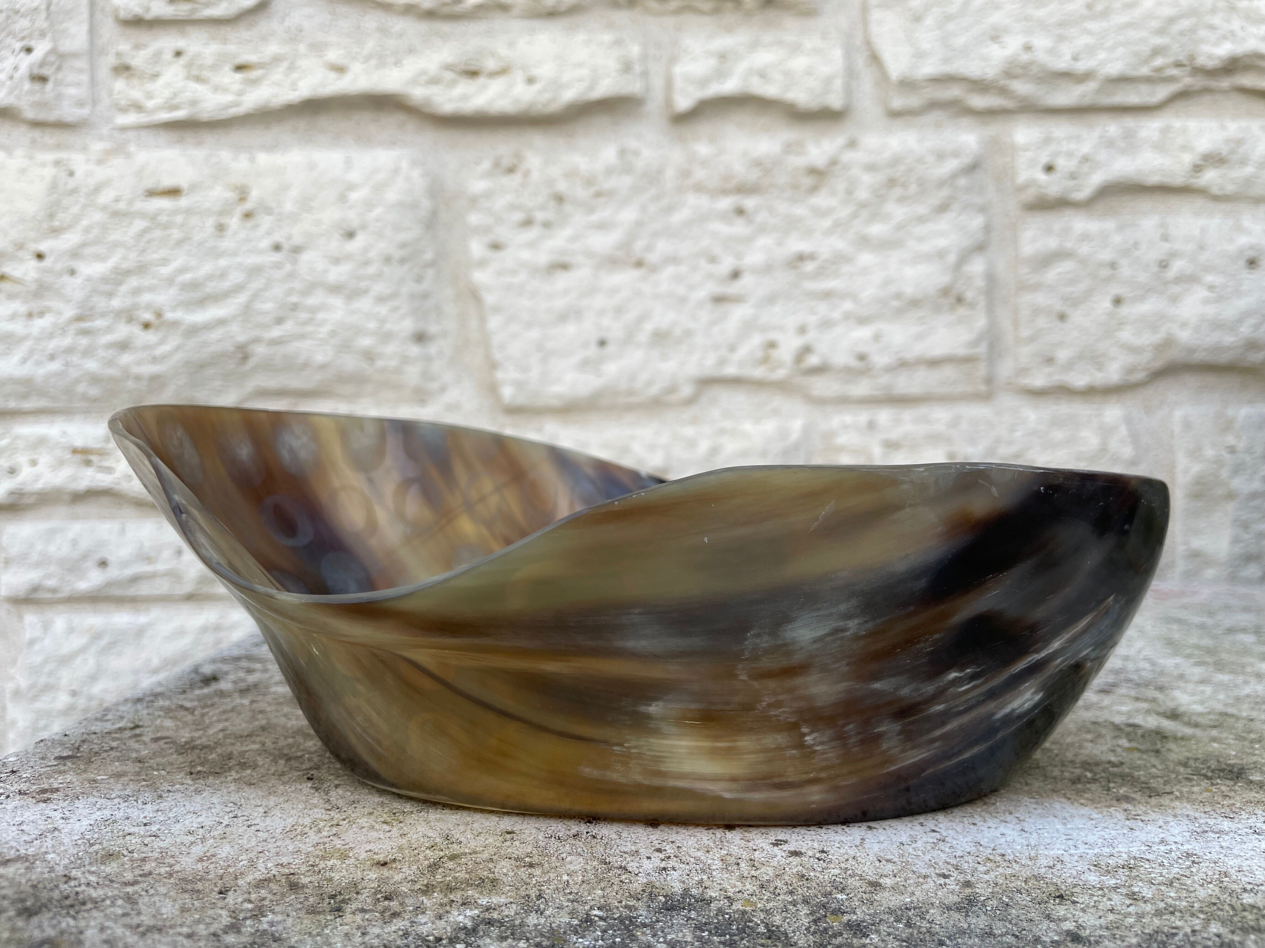 Tribal patterned horn bowl