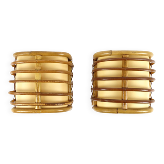 Set of 2 bamboo wall lamps, 1960s