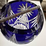 Vase Baccarat en Cristal Taillé Bleu Cobalt H 26 cm