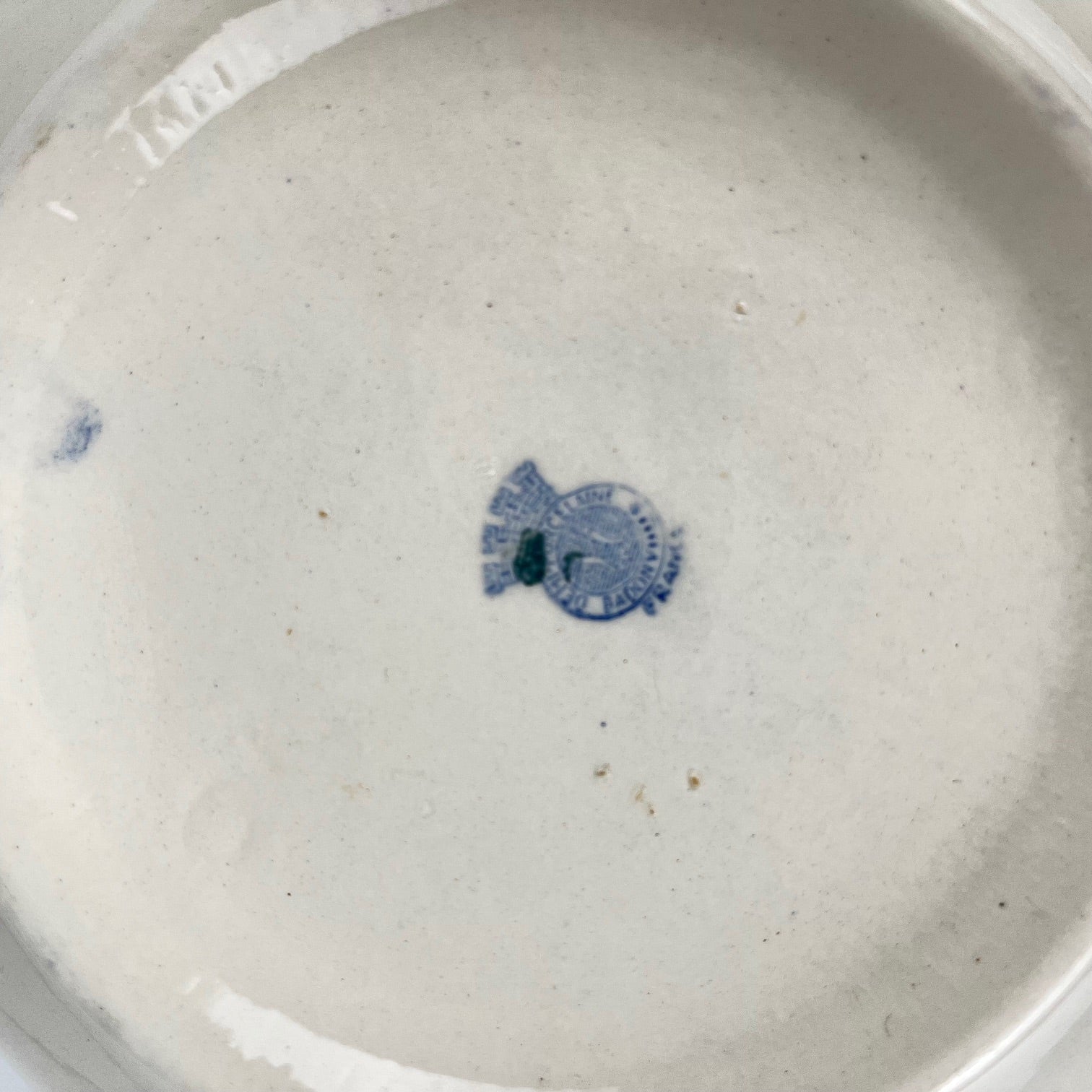 Half-porcelain salad bowl Badonviller, blue flower pattern, early 20th century.