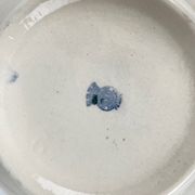 Half-porcelain salad bowl Badonviller, blue flower pattern, early 20th century.