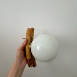 Rattan and opaline wall light