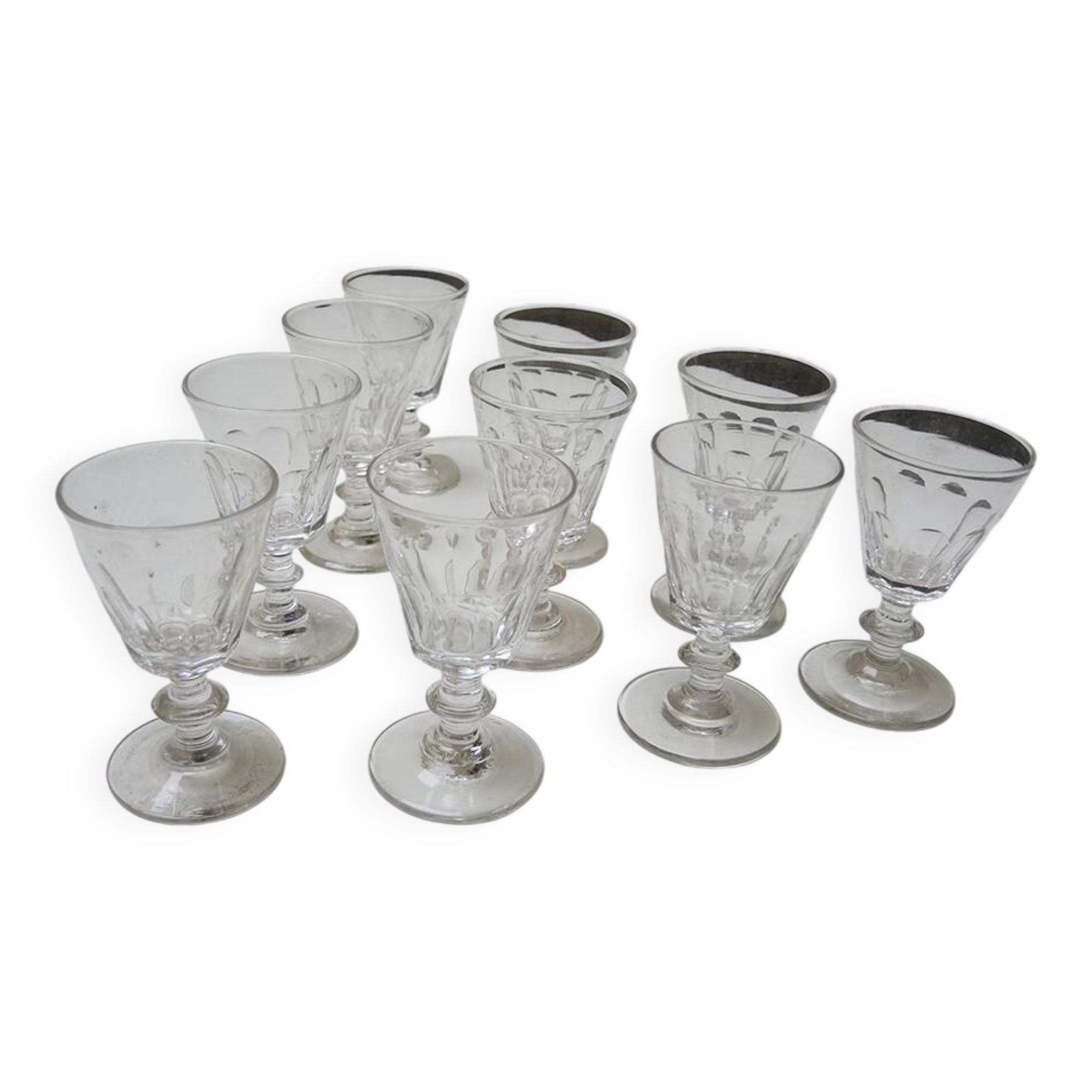 10 antique caton style crystal stemmed glasses h10 cm
