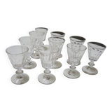 10 anciens verres à pied en cristal de style caton h10 cm