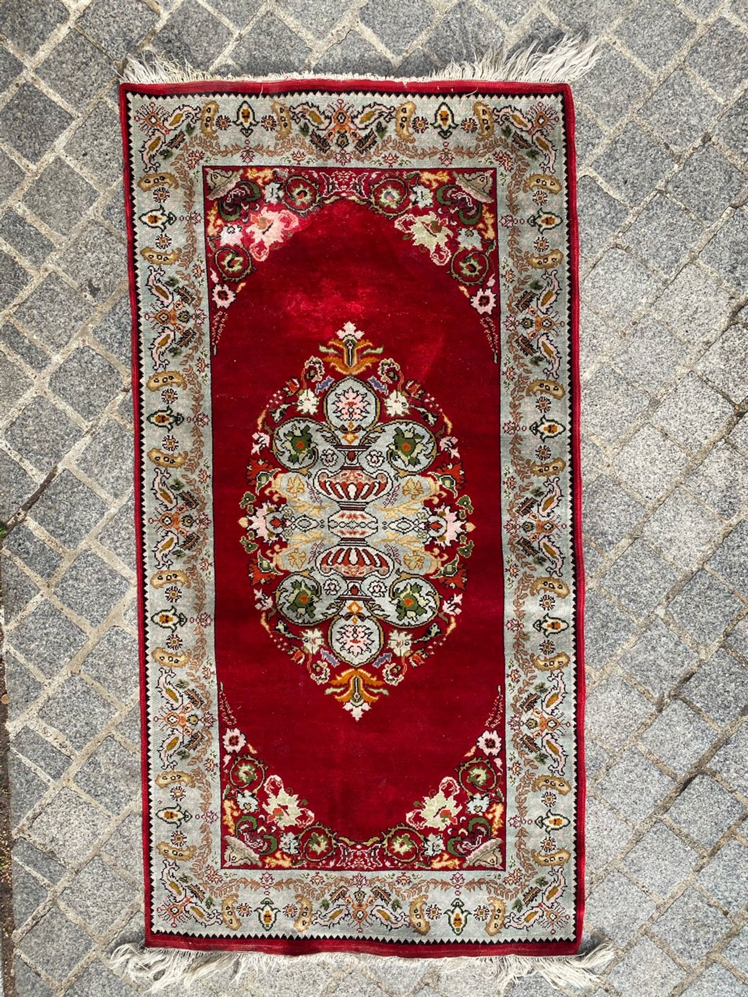 Tapis vintage turc en soie fait main 74x146 cm
